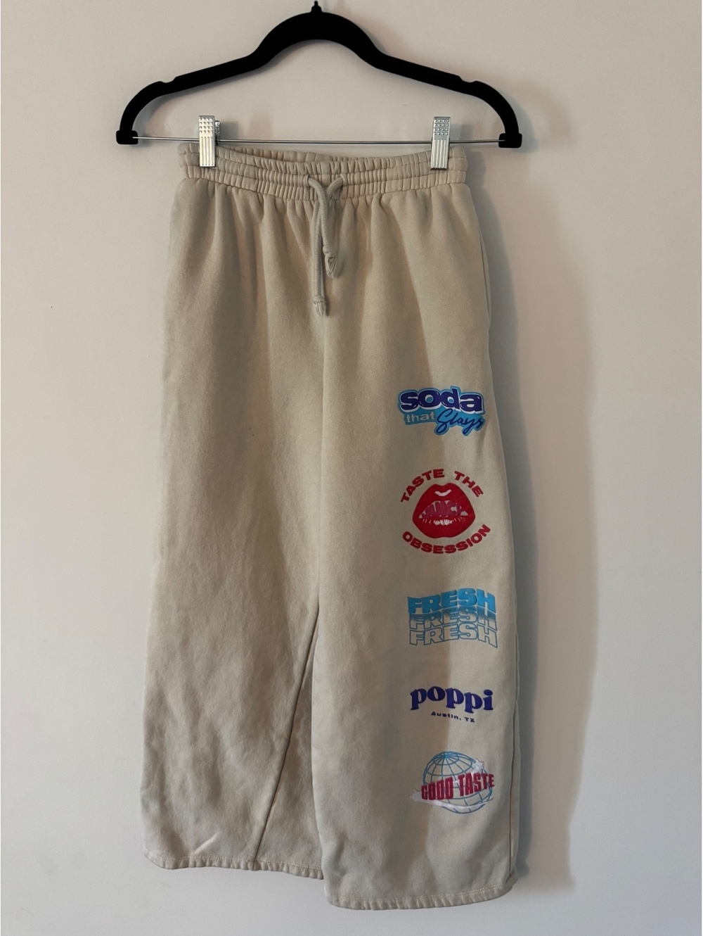 Poppi Beige Wide Leg Sweatpants XS